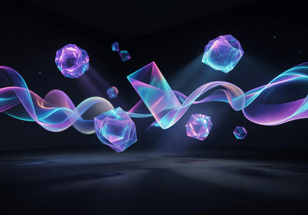 Abstract glowing holographic shapes
